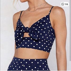 Nasty Gal Navy and White Polka Dot Bralette